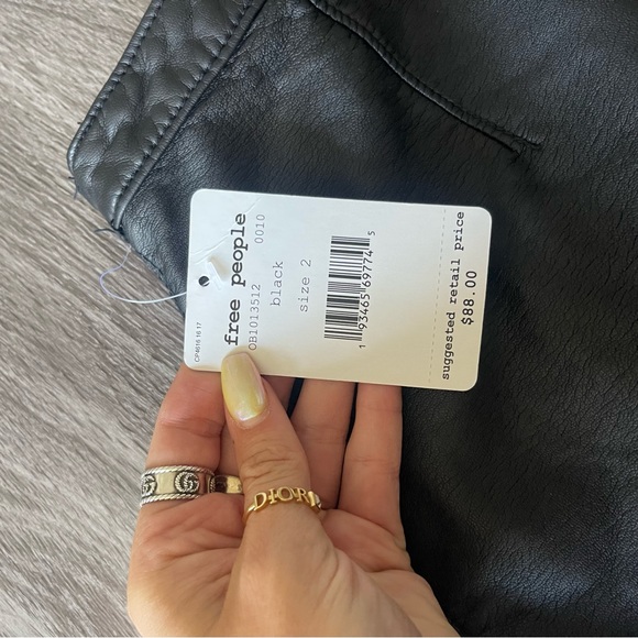 NWT Free People Vegan Leather Black Skirt - Picture 6 of 9